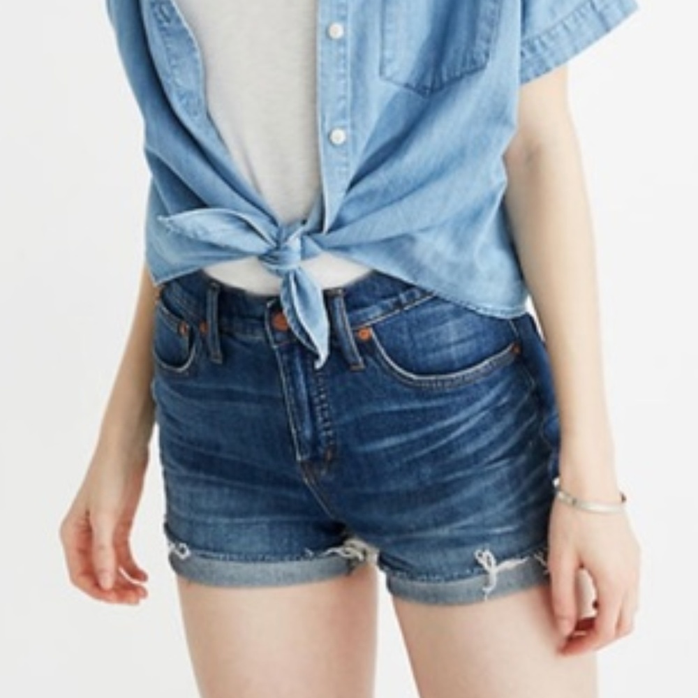 Madewell women 32 high-rise denim shorts Glenoaks wash Gorpcore festival boho‎